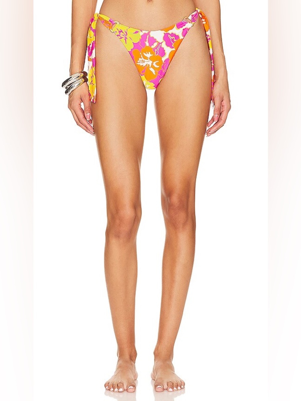 l*space Pink & Orange Floral Tie-Side Bikini Bottom